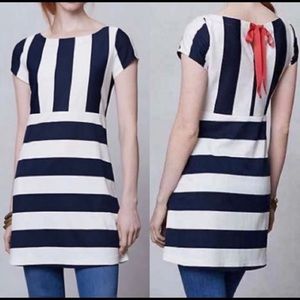 ANTHROPOLOGIE POSTMARK STRIPED RIBBON DRESS